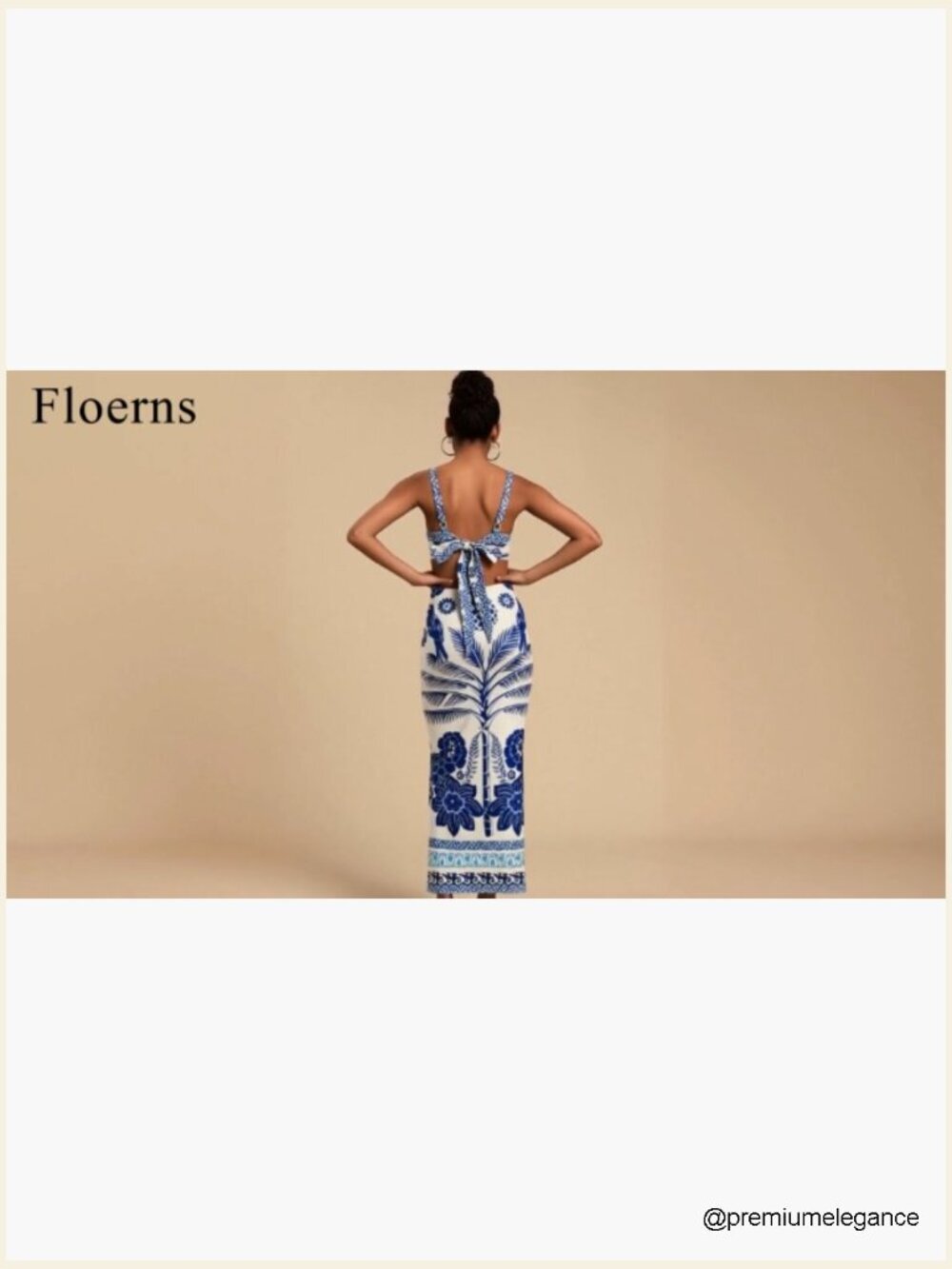 Sleeveless Maxi Dress with Tropical Print, Tie Back, and Side Split - Picture 6 of 7